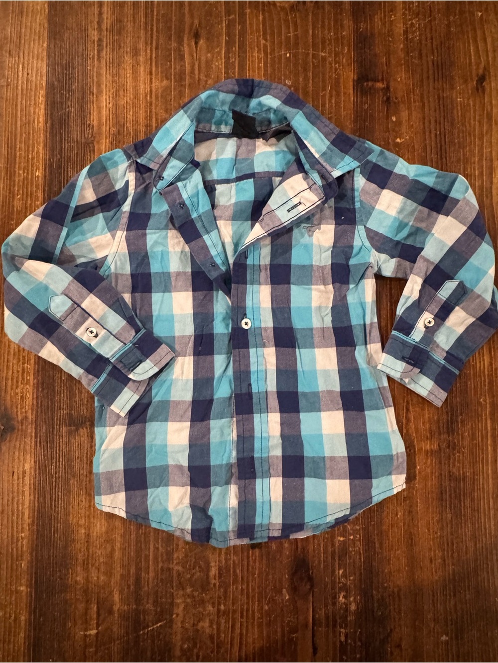Wrangler Boys Blue Plaid Button-Down Shirt